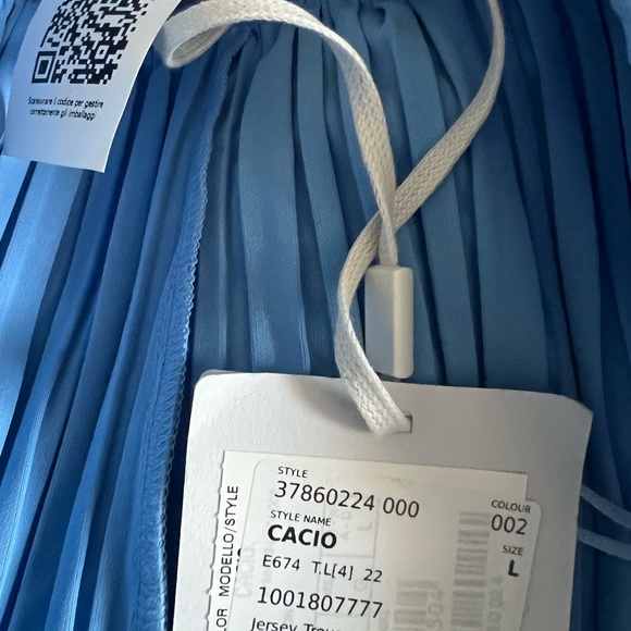 NWT Max Mara Women's CACIO Jersey Trouser Light Blue Pleated Pants Sz L 170/72A - Picture 12 of 16